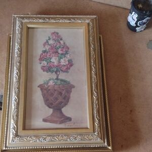 Floral Topiary Framed Art NWT